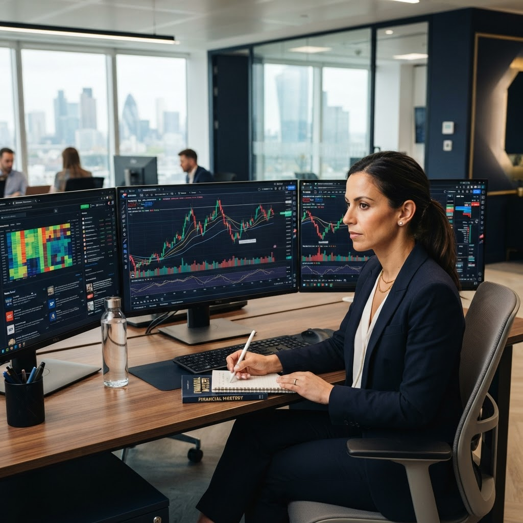 Borsa grafiklerini analiz eden öğrenci